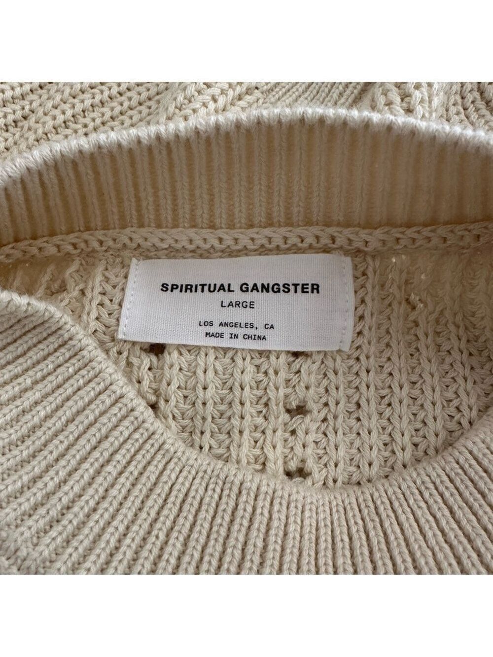 Spiritual Gangster Cream Cotton Cashmere Harper Women’s Cropped Sweater Size L - Picture 10 of 10